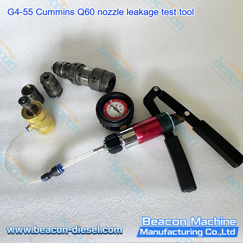 G4-55 Herramienta de Prueba de Fugas de Boquilla Cummins Q60 - vista lateral y funcional de la herramienta para pruebas de fugas de boquilla de inyector Cummins Q60