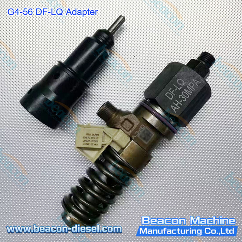 G4-56 Adaptador DF-LQ - vista angular del cuerpo del adaptador mecanizado con precisión para conexión y servicio de bombas e inyectores de inyección diésel series DF y LQ