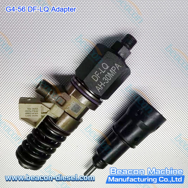 G4-56 Adaptador DF-LQ - ángulo alternativo mostrando la construcción del adaptador y la interfaz de montaje para servicio y calibración de sistemas de combustible diésel DF-LQ