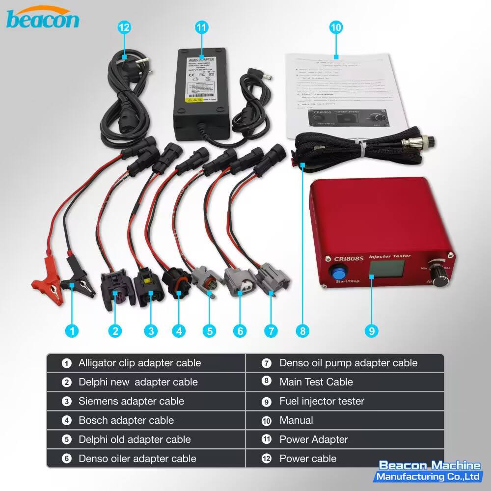 Probador de Inyectores Common Rail CRI808S - panel trasero con puertos de conexión y detalle de interfaz