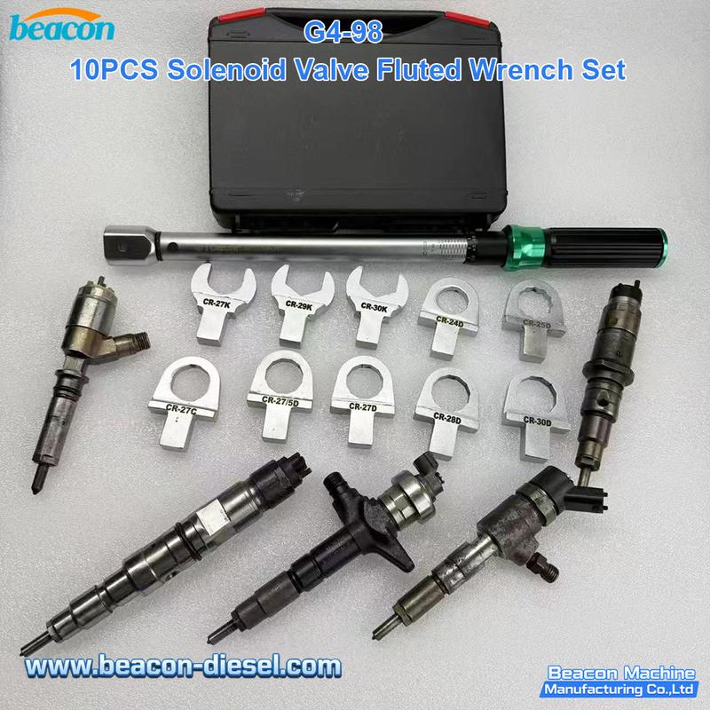 G4-98 G4-98 Juego de 10 Llaves Festoneadas para Válvula Solenoide - Herramienta Servicio Inyectores Diésel Bosch Denso Delphi