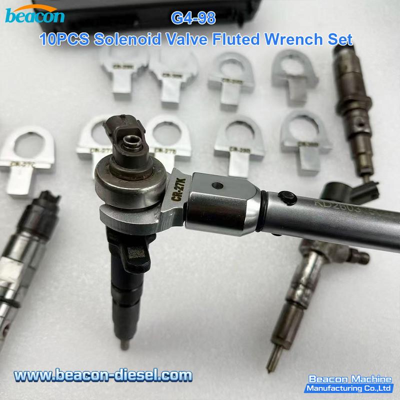 G4-98 G4-98 Juego de 10 Llaves Festoneadas para Válvula Solenoide - Herramienta Servicio Inyectores Diésel Bosch Denso Delphi