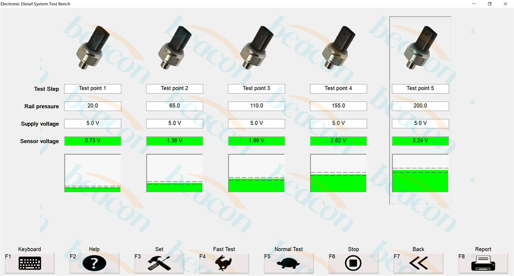 Interfaz del sensor de presión de prueba