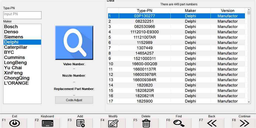 Base de datos de inyectores Delphi