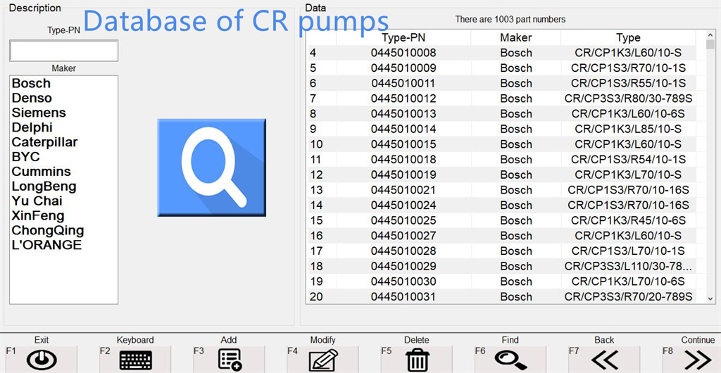 Base de datos de bombas Common Rail