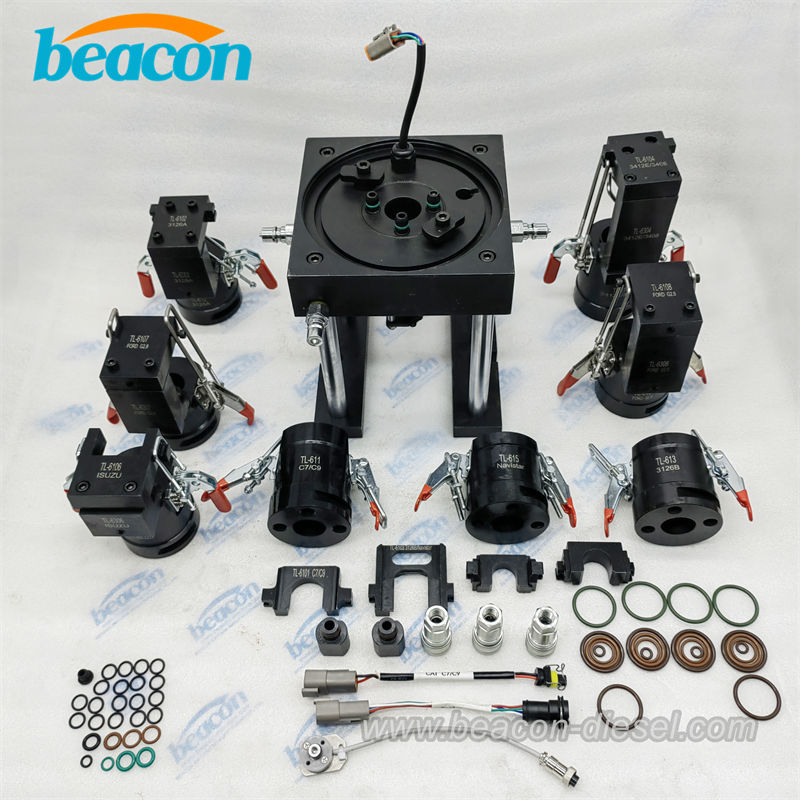 Adaptadores y abrazaderas de montaje para el banco de pruebas de inyectores HEUI de Beacon para CAT C7, C9 y 3126B.
