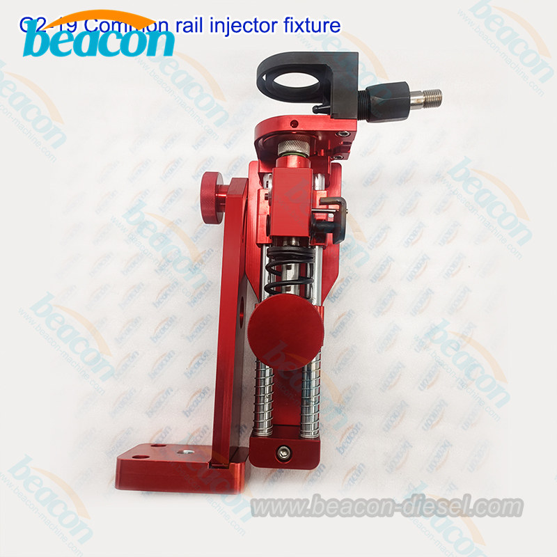 Soporte de fijación G2-19 para inyectores diesel en banco de pruebas.