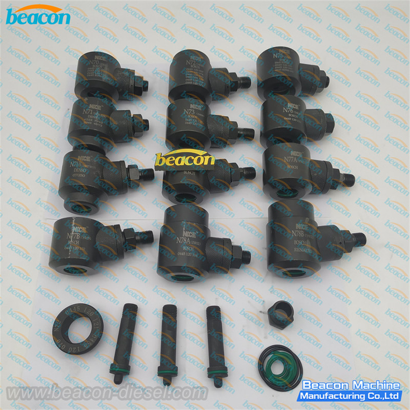 Juego de abrazaderas cortas G3-1 con juntas y adaptadores para reparación de inyectores diesel.