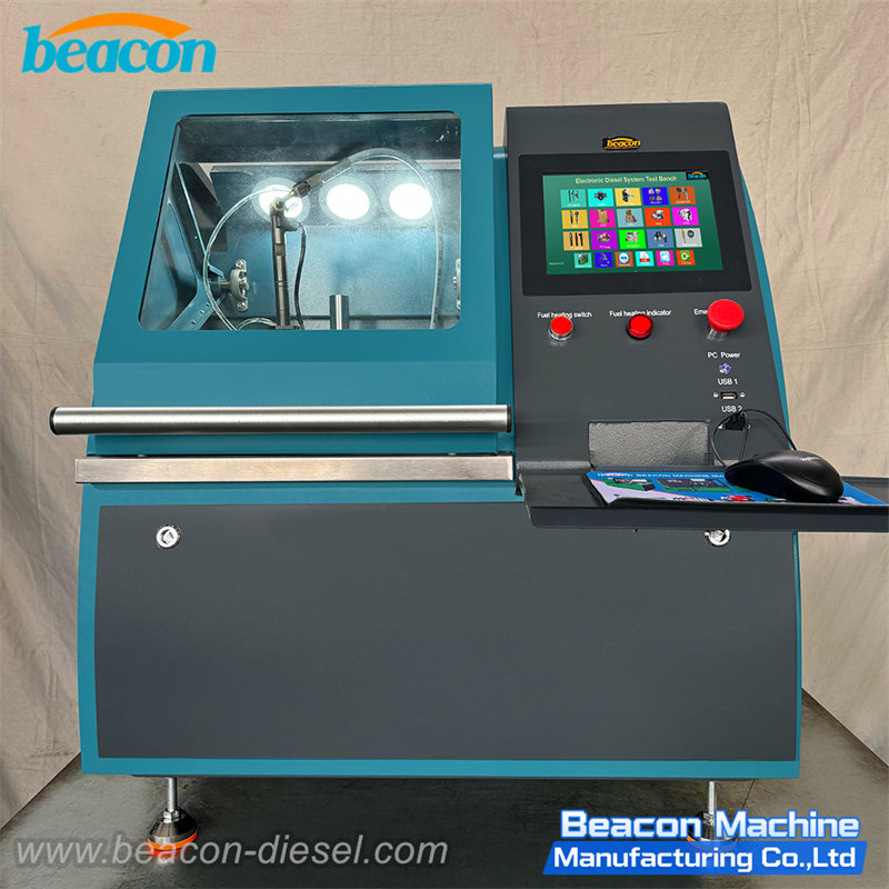 Banco de pruebas de inyectores Common Rail Beacon EPS206-PRO, vista frontal con interfaz de pantalla