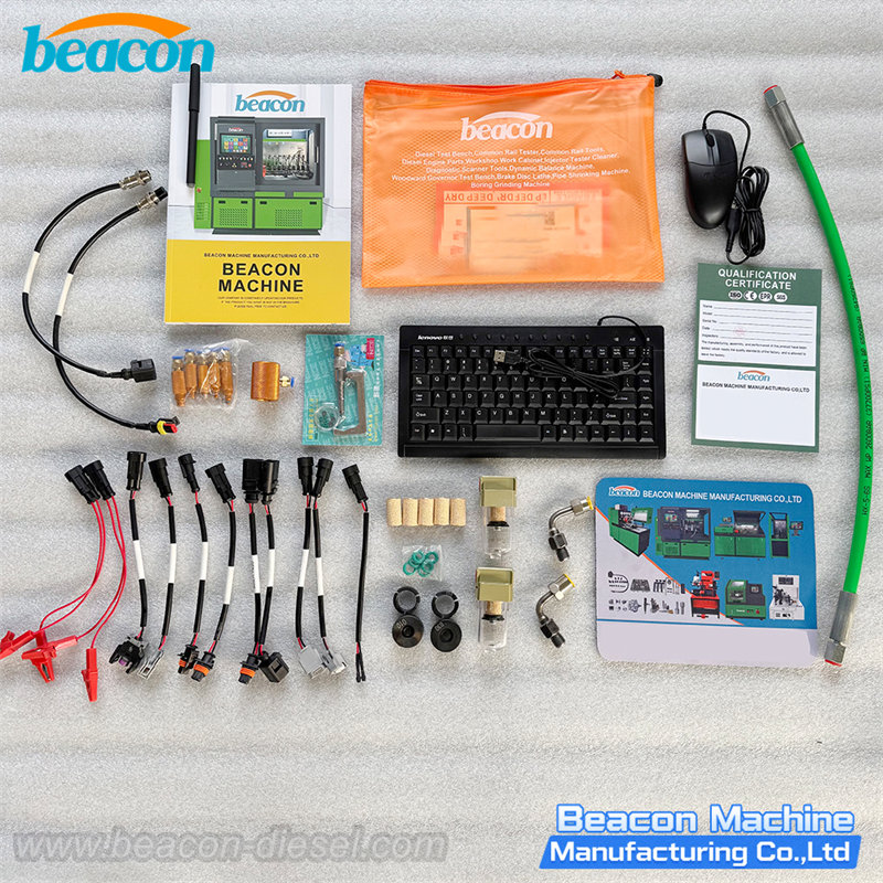 Accesorios y cables estándar incluidos con el banco de pruebas Beacon EPS206-PRO
