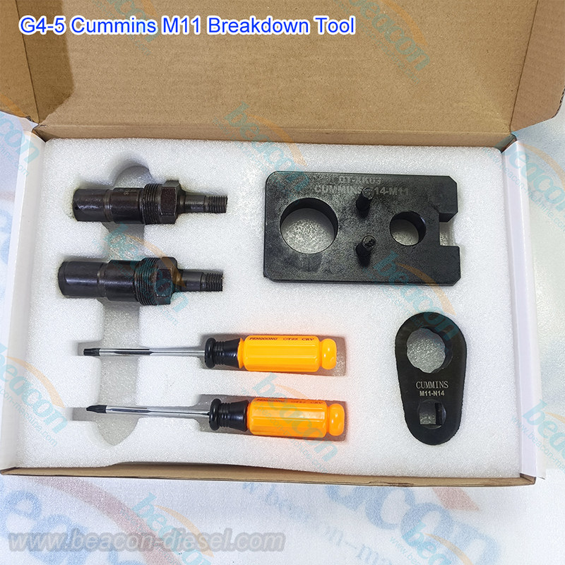 Kit de herramientas G4-5 para desmontaje y reparación de inyectores Cummins M11 N14 en caja.