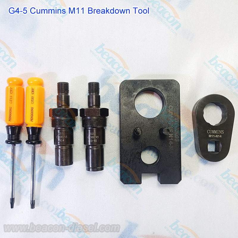 Kit de herramientas G4-5 para desmontaje y reparación de inyectores Cummins M11 N14 en caja.