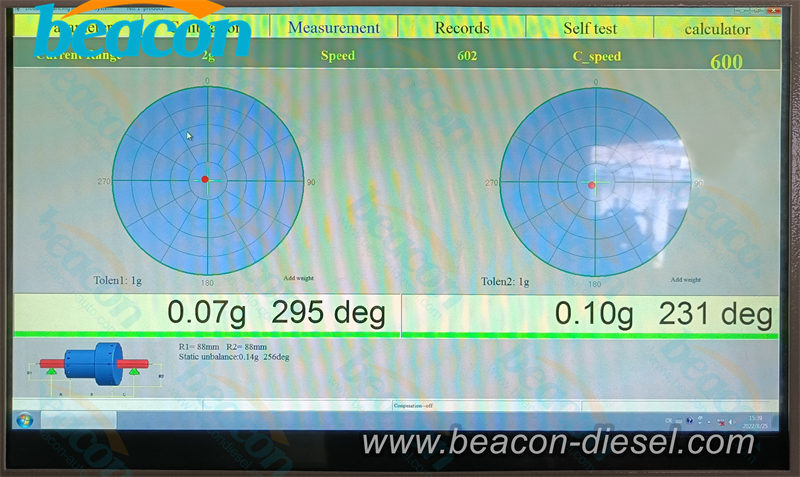 Pantalla de control de equilibradora industrial