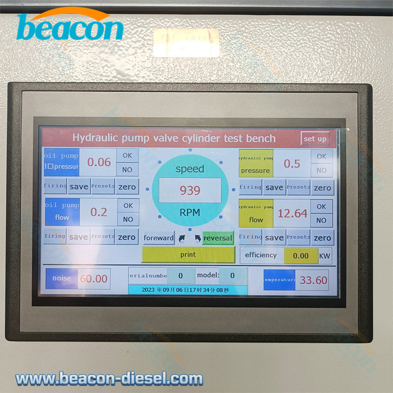 Pantalla de control mostrando datos de flujo y presión