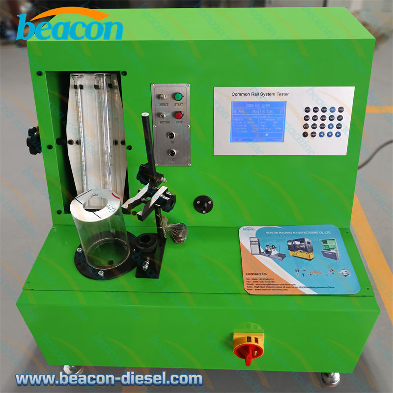 Vista frontal del banco de pruebas de inyectores EPS100 color verde