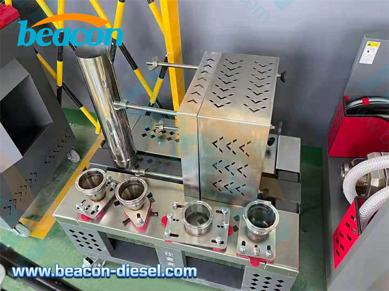 Primer plano del convertidor de energía térmica de alta temperatura y conectores rápidos.