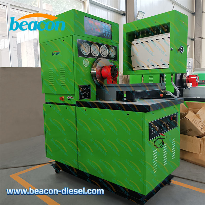 Vista frontal del banco de pruebas de bombas diésel MINI12PSB azul