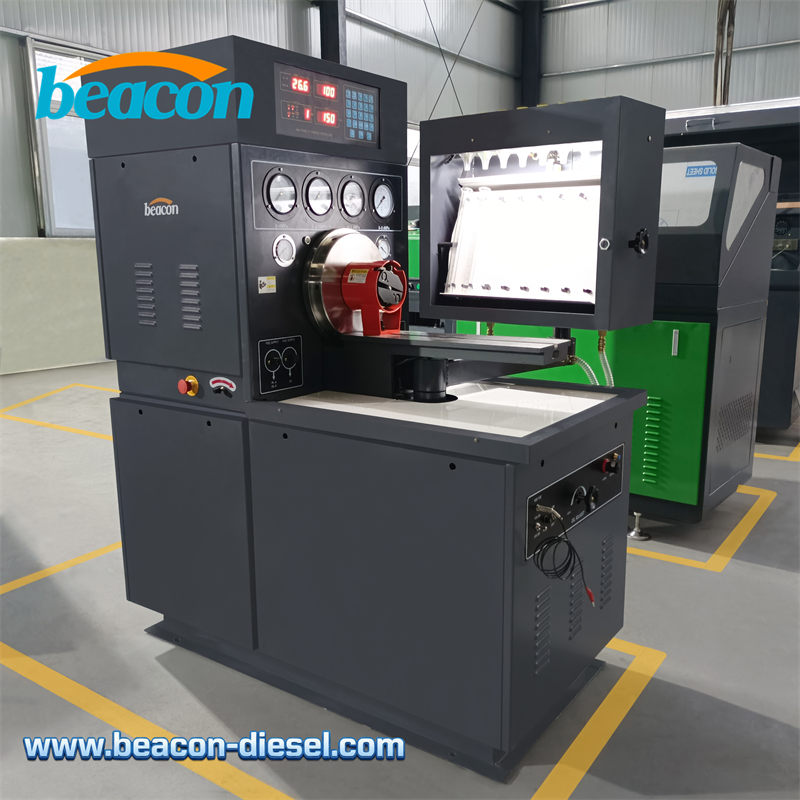 Vista frontal del banco de pruebas de bombas diésel MINI12PSB azul