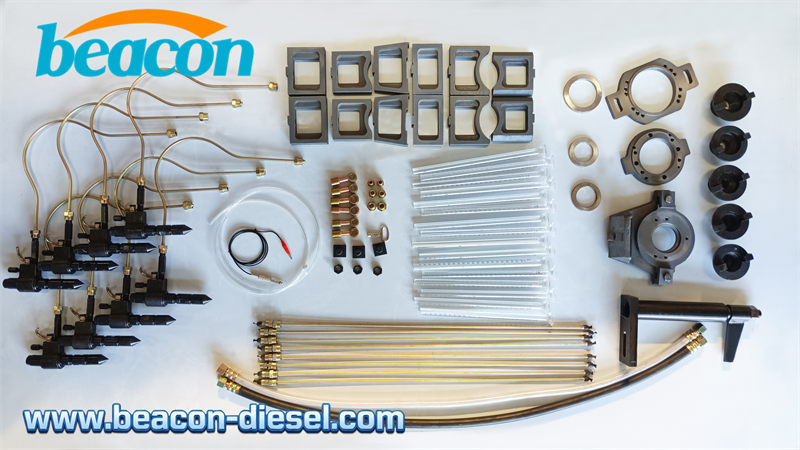 Conjunto de accesorios, tuberías y adaptadores para pruebas