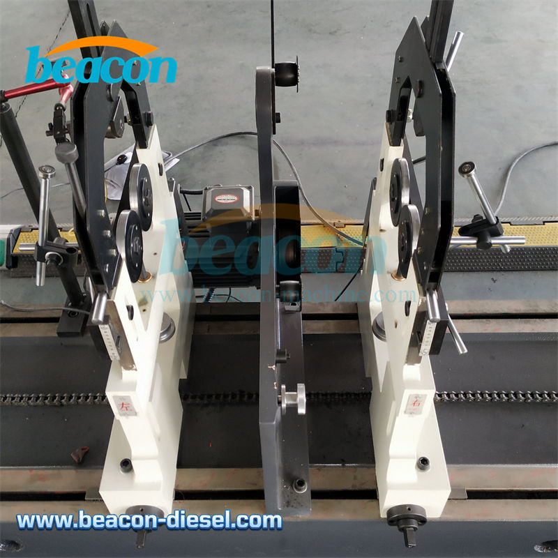 Detalle del sistema de transmisión por correa y soporte del rotor