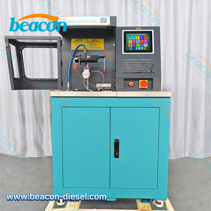 Vista frontal del banco de pruebas Common Rail Beacon CR777 Azul