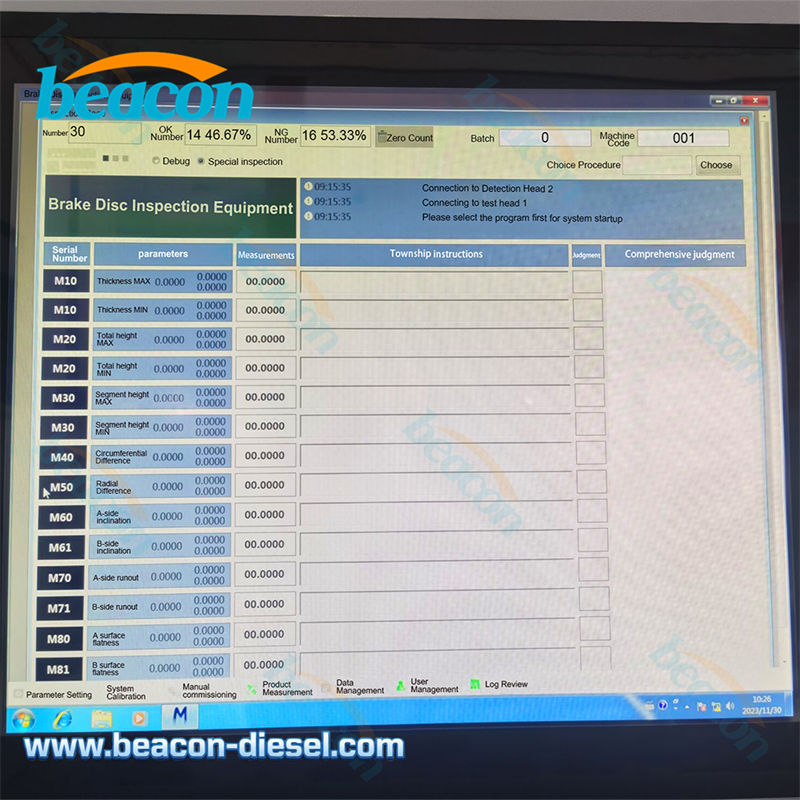 Pantalla del ordenador industrial mostrando software de análisis