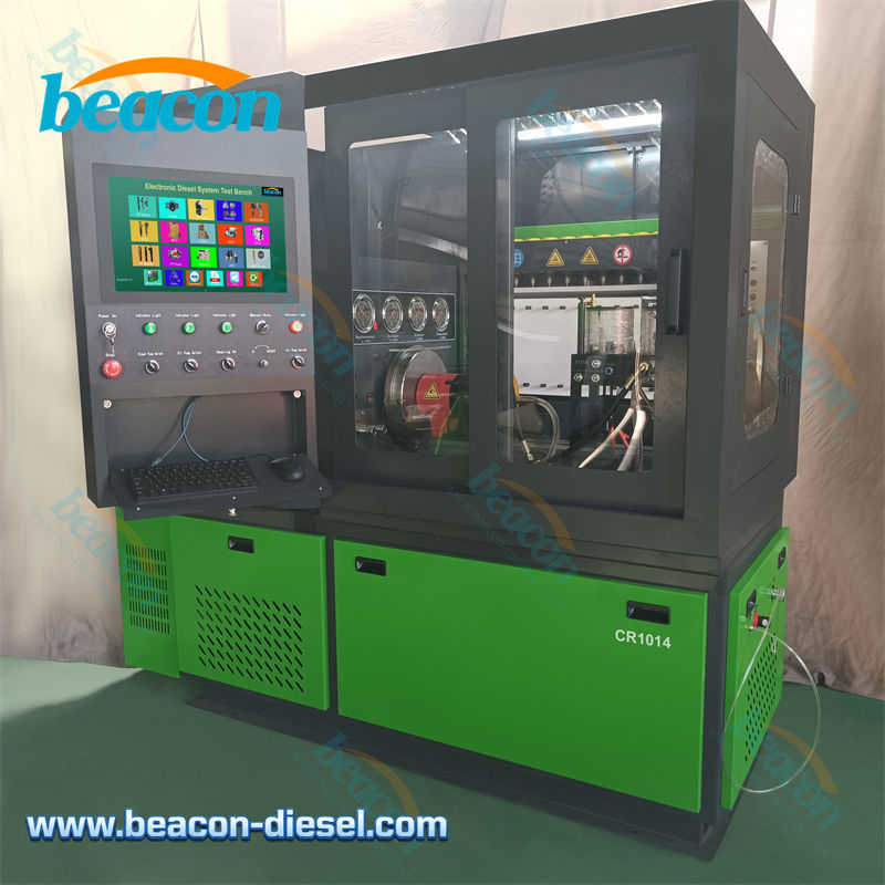 Perfil lateral del banco de pruebas CR1014 mostrando la ventilación y la estructura industrial robusta