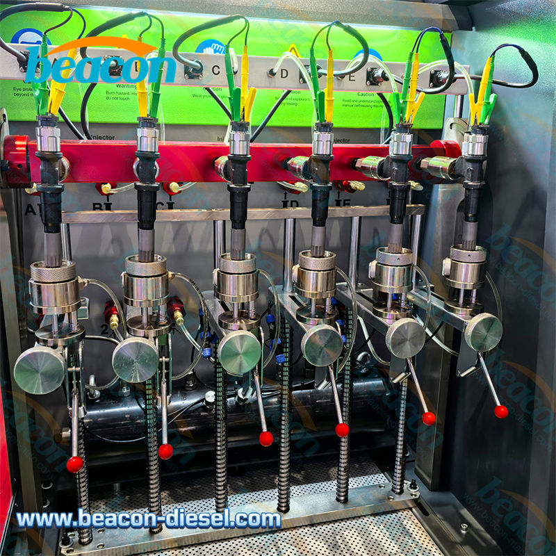 Área de trabajo para prueba simultánea de 6 inyectores diesel con sensores