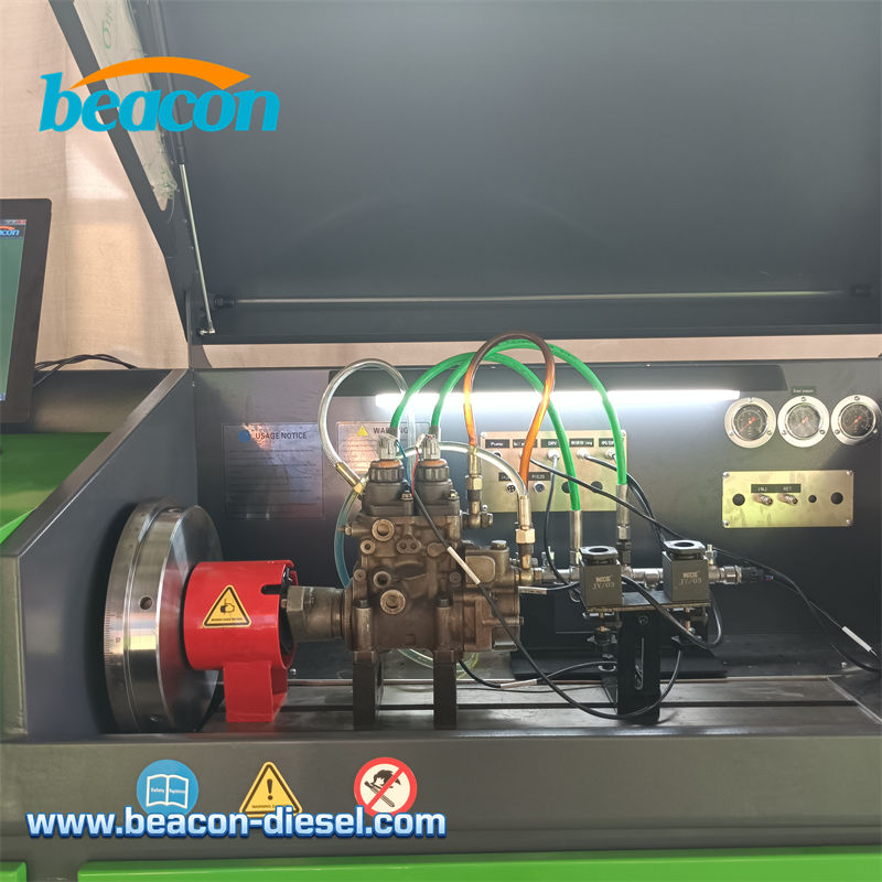 Detalle del área de trabajo de prueba de inyectores Common Rail