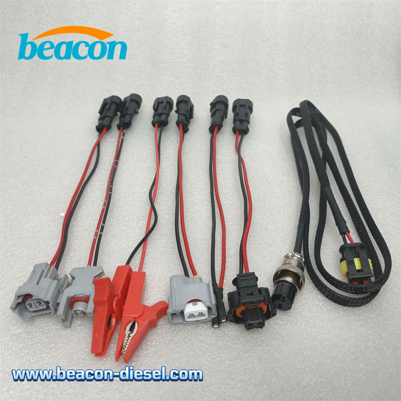 Vista detallada de los cables de prueba CR-C y enchufes de inyectores